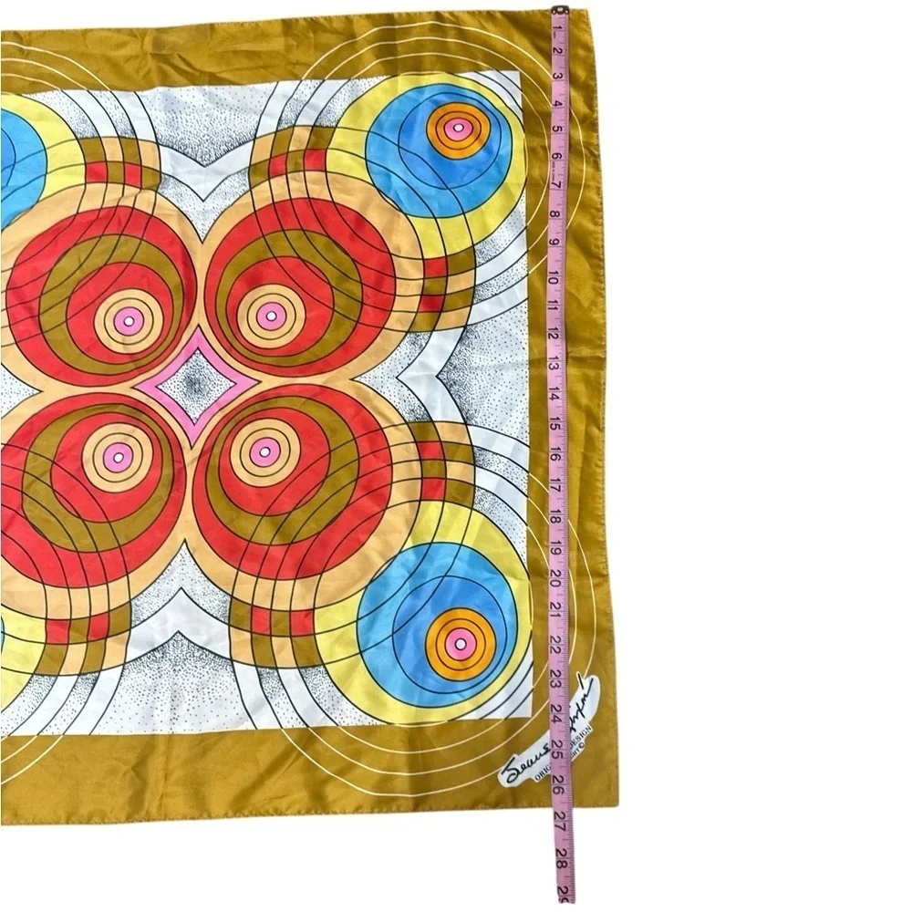 Seiichi Shirai Original Design Scarf Made in Japan Mustard Red Blue Geometric